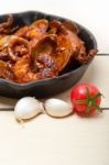 Fresh Seafoos Stew On An Iron Skillet Stock Photo