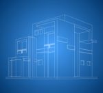 Built New House Wireframe Stock Photo