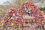 Seoul - March 28 : Love Padlocks At N Seoul Tower Or Locks Of Love Is A Custom In Some Cultures Which Symbolize Their Love Will Be Locked Forever At Seoul Tower On March 28,2015 In Seoul,korea Stock Photo