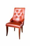 Brown Leather Chair Isolated On White With Clipping Path Stock Photo