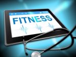 Fitness Tablet Shows Healthy Living And Exercise Stock Photo