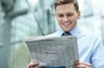 Executive Posing With Journal Stock Photo