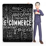 Ecommerce Sign Represents Online Business And Biz 3d Rendering Stock Photo