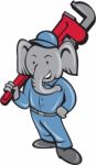 Elephant Plumber Monkey Wrench Cartoon Stock Photo