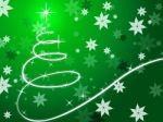 Green Christmas Tree Background Shows December And Flowers
 Stock Photo