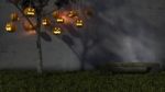 3ds Pumpkin Head Hang From Tree Stock Photo