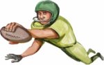 American Football Player Touchdown Caricature Stock Photo