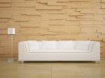 Sofa And Wood Wall In Living Room Modern Interior Style Design Stock Photo