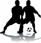 Silhouette Footballers Stock Photo