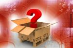 Cardboard Box With Question Mark Stock Photo