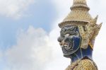 Giants Statue On Sky Background At Wat Phra Kaew In Bangkok, Thailand Stock Photo