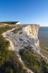 White Cliffs At Seaford Head Stock Photo