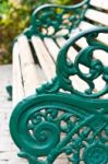 Chair Metal Park Bench In The Garden Stock Photo