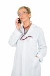 Doctor Woman On The Mobile Phone Stock Photo