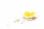 Boiled Egg Yolk Half Sliced Stock Photo