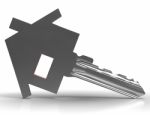 Key With House Shows Home Security Stock Photo