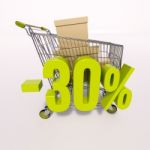 Shopping Cart And Percentage Sign, 30 Percent Stock Photo