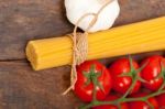 Italian Basic Pasta Ingredients Stock Photo