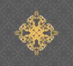 Gold Floral Pattern On A Gray Stock Photo