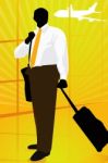 Business Man In Airport Stock Photo