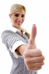 Business Lady With Thumbs Up Stock Photo