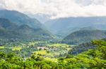 Landscape High Angle View Of The City In The Valley Stock Photo