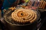 E-saan Sausage, The Native Food Sold On Warorot Market, Chiang Stock Photo