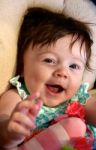 Happy Baby In Carseat Stock Photo