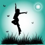 Silhouette Ballerina In Nature Stock Photo