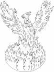 Phoenix Rising Fiery Flames Black And White Drawing Stock Photo