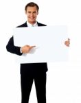 Businessman Holding Blank Board Stock Photo