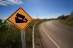 Down Hill Traffic Sign Stock Photo