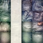 Collage Set Of Jeans Background With Blank For Text Stock Photo