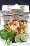 Sand Crab With Papaya Salad Stock Photo