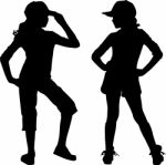 Stylish Silhouette Friends Stock Photo