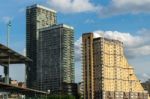 Various Styles Of Buildings Along The River Thames Stock Photo