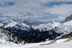 View From Sass Pordoi In The Upper Part Of Val Di Fassa Stock Photo