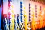 Fiber Optic With Servers In A Technology Data Center Stock Photo