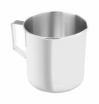 Upper Open Stainless Gutter Cup With Handle On White Background Stock Photo