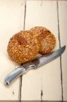 Organic Bread Over Rustic Table Stock Photo