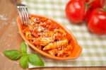 Spicy Chicken Penne Pasta Stock Photo