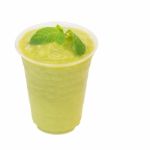 Cold Fresh Mango With Peppermint Smoothie In Takeaway Glass Isol Stock Photo