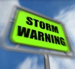 Storm Warning Sign Displays Forecasting Danger Ahead Stock Photo