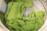 Towels In Washing Machine Stock Photo