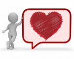 Heart Speech Bubble Means Valentines Day 3d Rendering Stock Photo