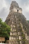 Tikal Temple I, Temple Of The Great Jaguar In The Main Plaza Of Stock Photo