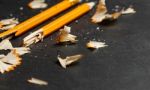 Broken Pencil With Shavings Stock Photo