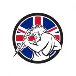 Zeus With Thunderbolt Union Jack Flag Icon Stock Photo