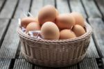 Fresh Eggs In Basket Stock Photo