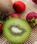 Kiwi And Strawberries Shows Berry Tropical And Ripe Stock Photo